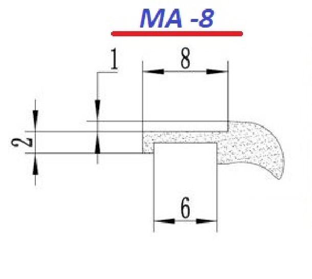 Скребок резина МА 8 - 1метр погонный